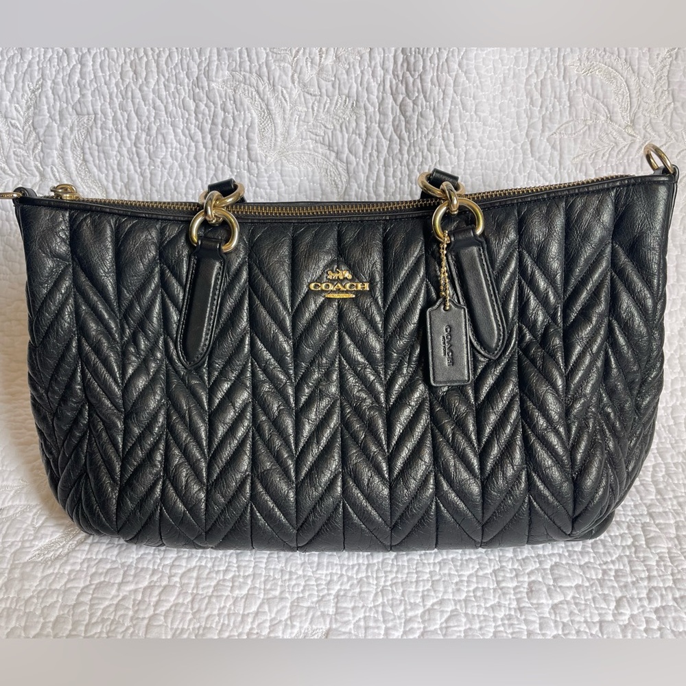 Coach Ally Quilted Black satchel bag